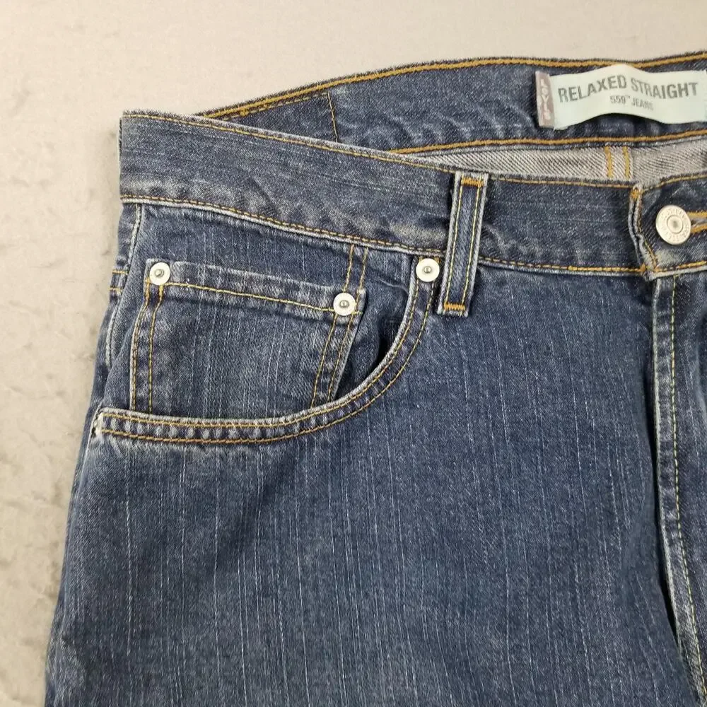 Levis 559 Relaxed Straight Jeans Mens 34x32 Blue Medium Wash 100% Cotton Denim‎